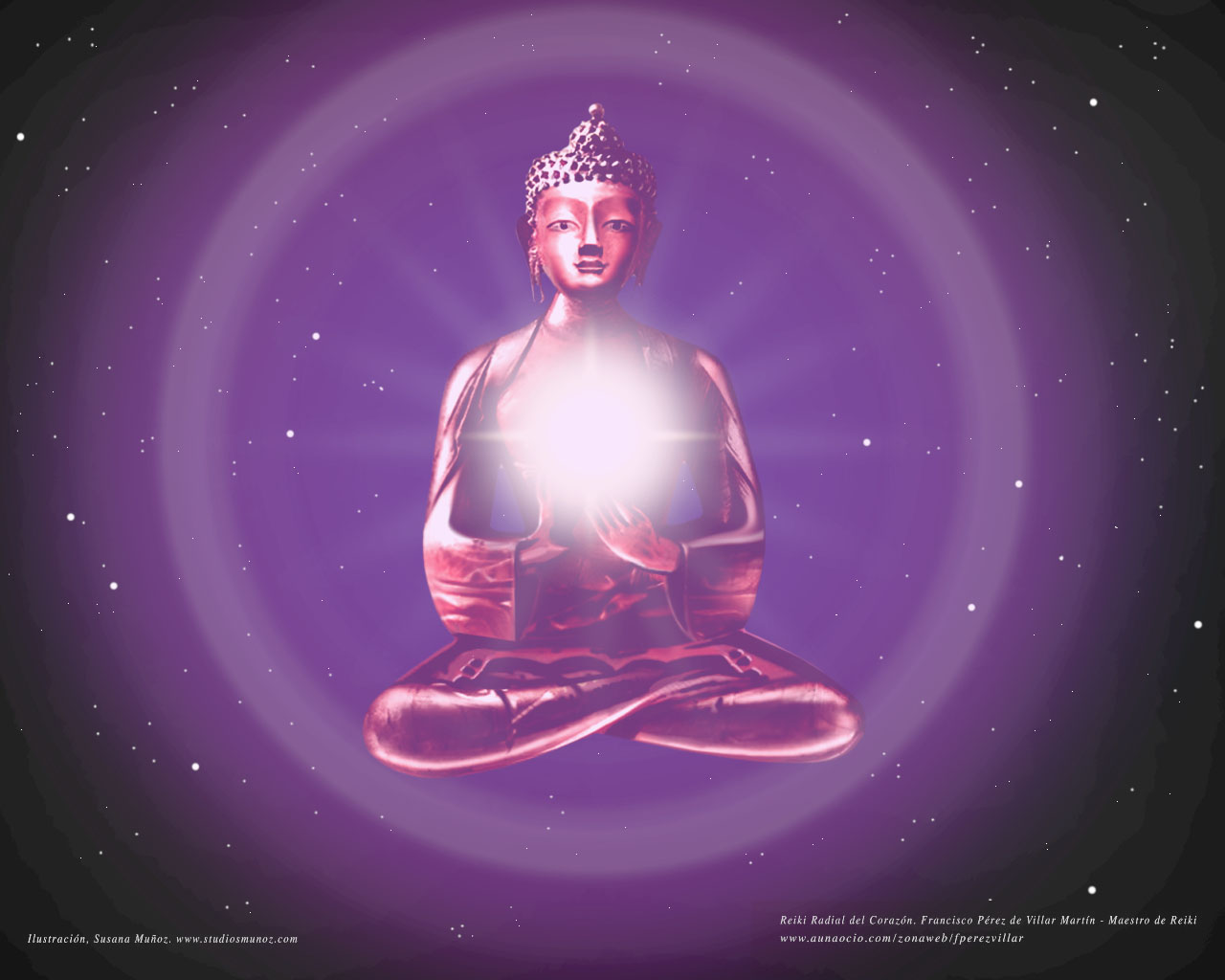 Buda de aura rosa violeta. Meditaci�n del Coraz�n.